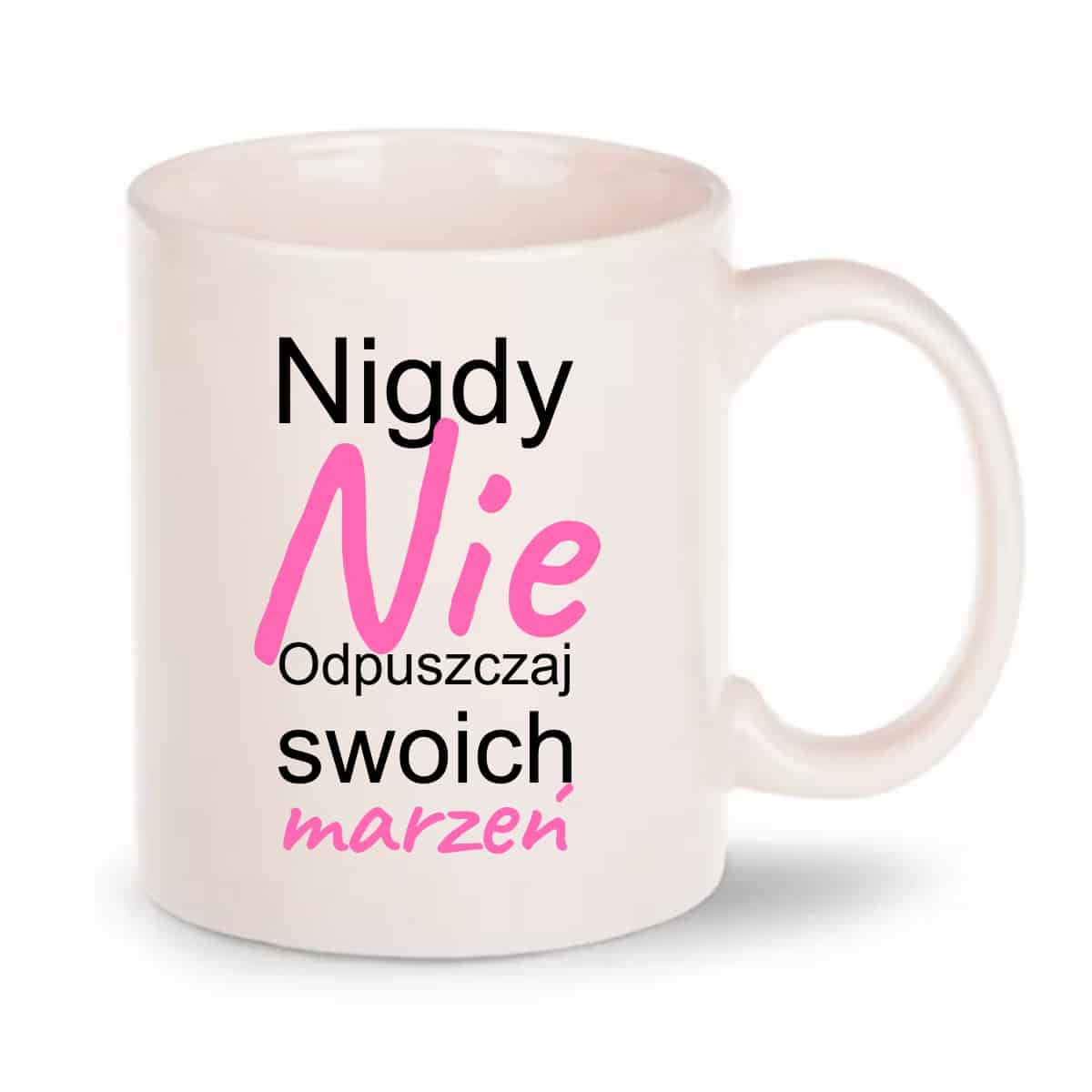 Zestaw motywacyjny z kubkiem dla niej - Nie odpuszczaj marzeń (różne warianty)